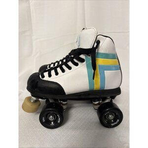 Antik Skyhawk Roller Derby roller skates, white blue yellow.Size 6.
